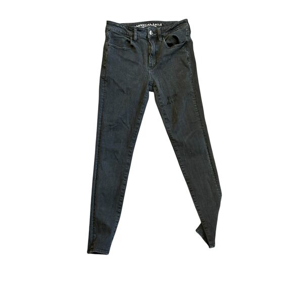 American Eagle High Rise Jegging Black Size 6 360 Stretch‎ Skinny Jeans AE - Picture 1 of 7